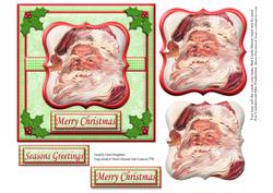 Vintage Framed Santa Christmas Card Front