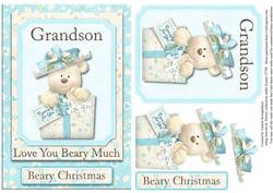 Grandson Love You Beary Much Christmas Card Front