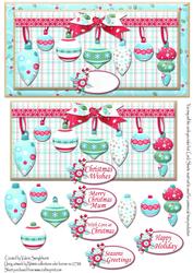 Christmas Baubles Dl Card Front with Various Sentiments