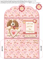 Puppy Love Just for You Birthday Money Wallet Pink