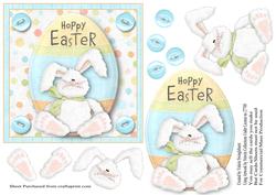 Hoppy Easter Rabbit Sat with Large Egg Quick Card Front