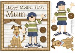 Happy Mothers Day Mum 8x8 Card Front "for a Boy to His Mum"