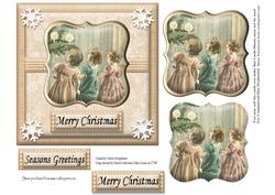 Three Vintage Girls by the Christmas Tree Lights