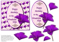 Happy Birthday Wonderful Wife Purple Hibiscus Card Front