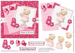 Pink Happy Birthday Friend Quick Card Front with Decoupage