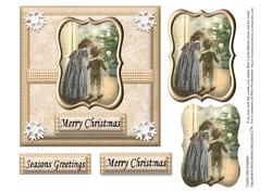 Vintage Girl & Boy by the Christmas Tree Lights