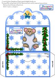 Seasons Greetings Blue Star Teddy Money Wallet