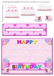 Happy Birthday Cake Penny Slider Card Front Pink