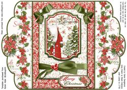 Santa Merry Christmas Scallop Edge Gatefold Card