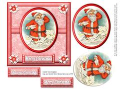 Vintage Santa in Letters Up to His Knees Card Front