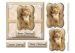 Vintage Santa in a Caramel Colour Frame Quick Card Front
