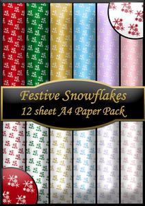 12 Sheets of A4 Festive Snowflakes Backing Paper Kit