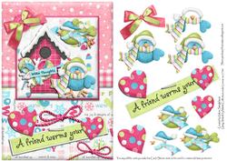 A Friend Warms Your "heart" Christmas Card Front Pink