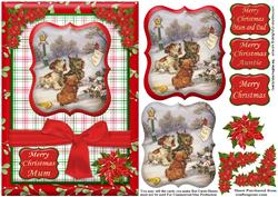 Merry Christmas Mum Vintage Dogs Caroling+various Sentiments
