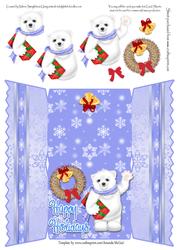 Polar Bear Happy Holidays Christmas Cracker Shaped Card