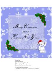 Insert for Polar Bear in a Santa Hat 8"x8" Merry Christmas