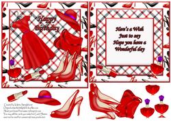 Little Red Dress & Accessories Card Front + Matching Insert