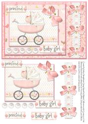 Precious Baby Girl Card Front with Layering Elements