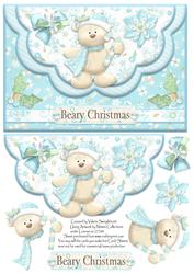 Beary Christmas Teddie Scallop Mock Envelope Card Front
