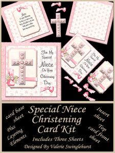 8x8 Pink Cross Christening Card Kit for a Special Niece
