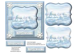 Polar Bear Family Square Christmas Card Front