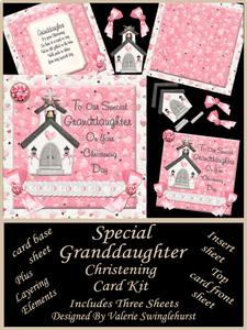 8x8pink Church Christening Cardkit Our Special Granddaughter