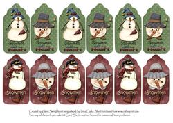 12 Snowmen Melt My Heart Christmas Gift Tags