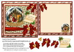 Santa on the Roof Top in a Snow Globe Card Front & Insert