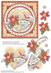 Valentine Hearts Be Mine card front and decoupage