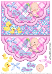 Double Scallop quick card front Baby Shower Pink