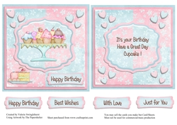Happy Birthday Cupcake + various sentiments card front and insert