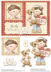 Be My Valentine Tent Card with Decoupage