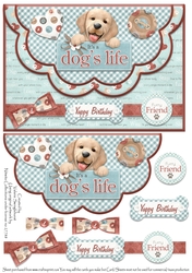 Its a Dogs Life Double Scallop Card front Yappy Birthday