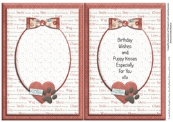 2 on a sheet Inserts to Match Paw Prints on my Heart dog with bone Card Front