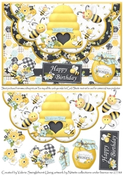 A Bee-lightful scalloped envelope card front with decoupage