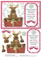 Riendeer sat on a pressie Christmas Card front