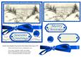 Vintage Snow Scene Christmas Blue Colour Theme