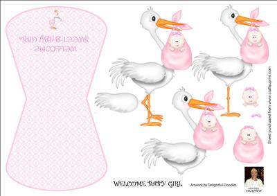 Welcome Baby Girl-wobble Card