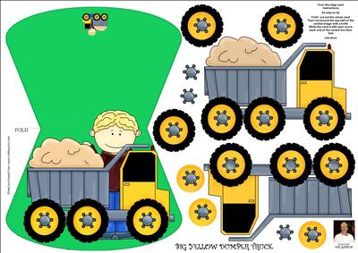 Big Yellow Dumper Truck-wobble Card