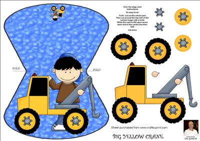 Big Yellow Crane-over the Edge Wobble Card