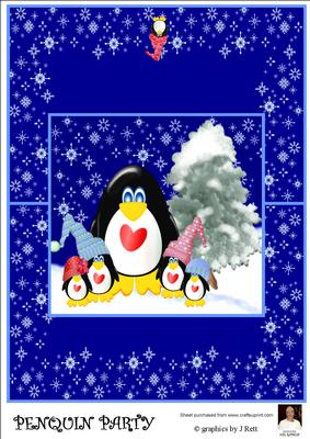 A4 Penguin Party -over the Edge Card