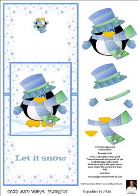 Cosy and Warm Penguin-over the Edge Card