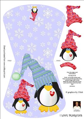 I Love Penguins-a4 Over the Edge Wobble Card