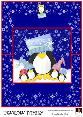 Penguin Family- A4 Over the Edge Card