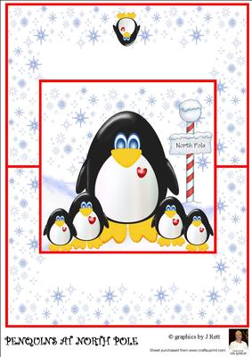 Penguins at North Pole - A4 Over the Edge Card