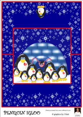 Penguins Igloo - A4 Over the Edge Card