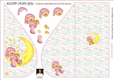 Sleepy Head Girl-tear Drop Card