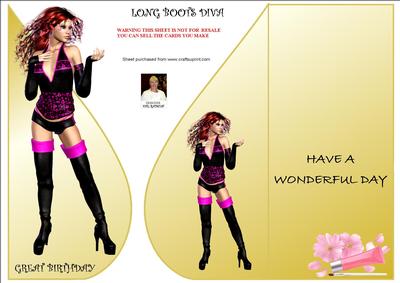 Long Boots Diva -tear Drop Card