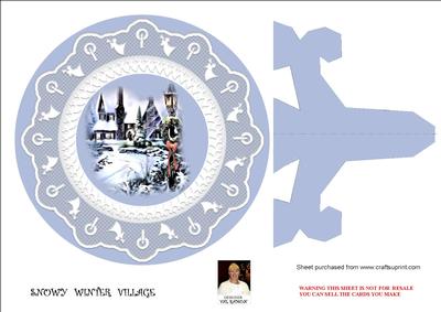 Snowy Winter Village-plate Card