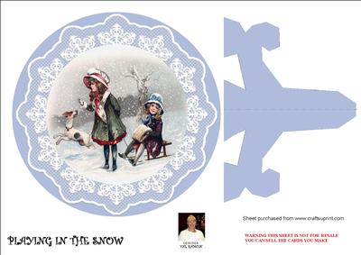 Playing in the Snow -plate Card
